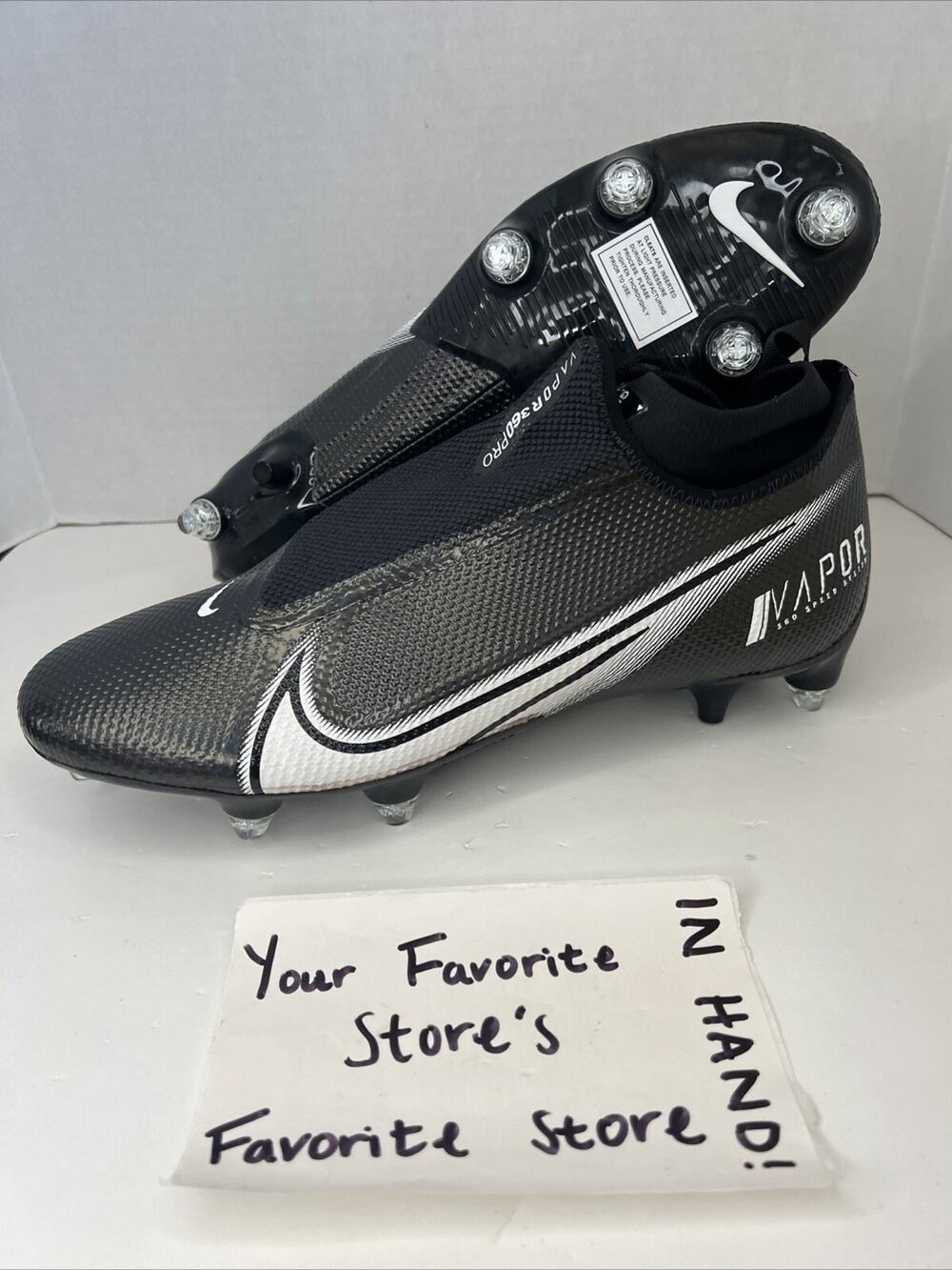 Nike Vapor Edge Pro 360 Black Detachable Football Cleats CZ5574-001 Mens Sz 14.5